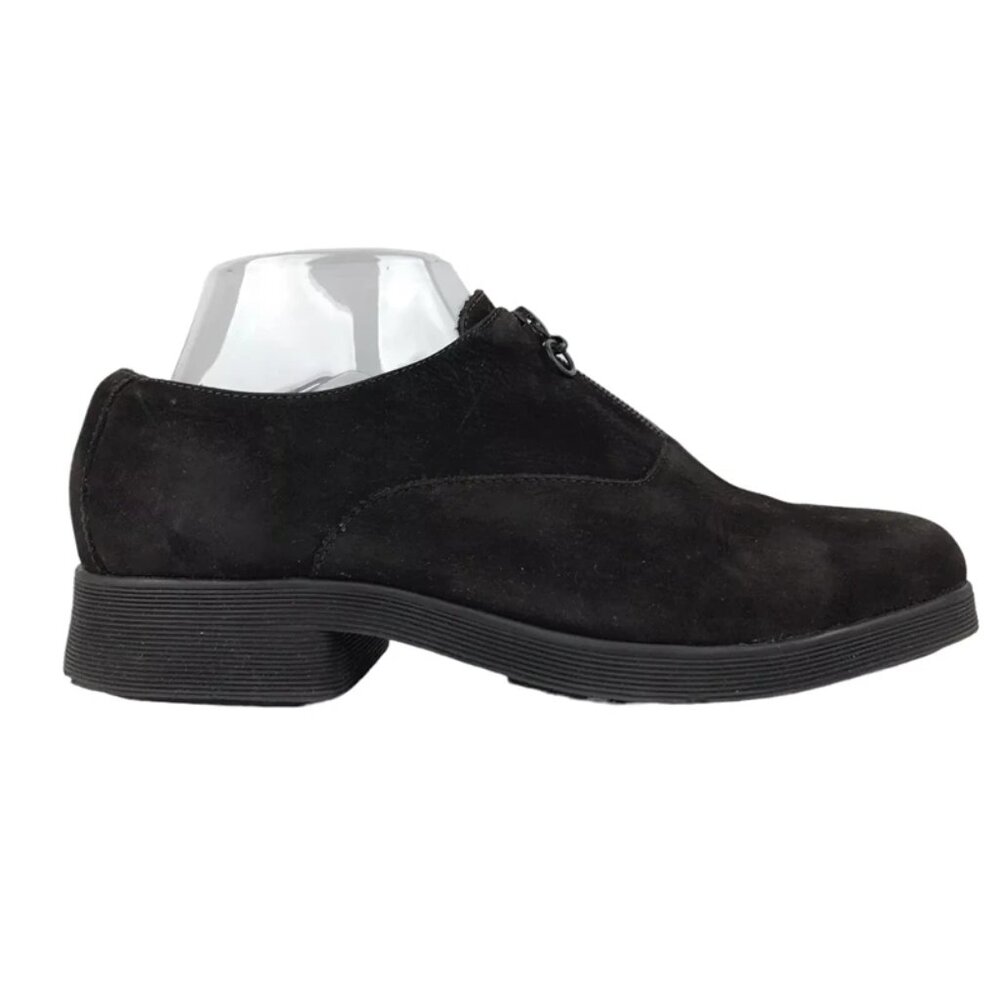 Aerosole Womens Dark Brown Suede Square Toe Front Zip Slip On Shoes Size US‎ 9M